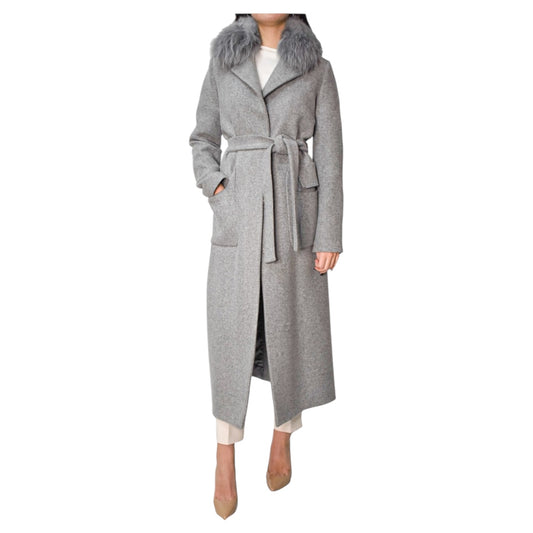 Setre Grey Coat with Detachable Faux Fur Collar - 8/10 - NEW