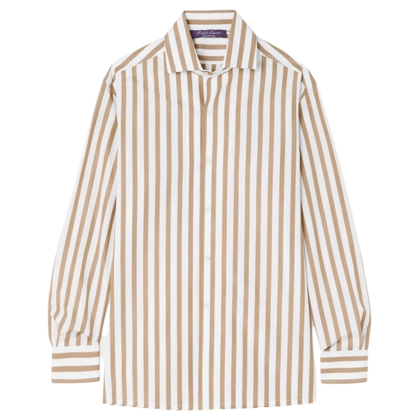 Ralph Lauren Purple Label White and Camel Stripe Shirt - 12