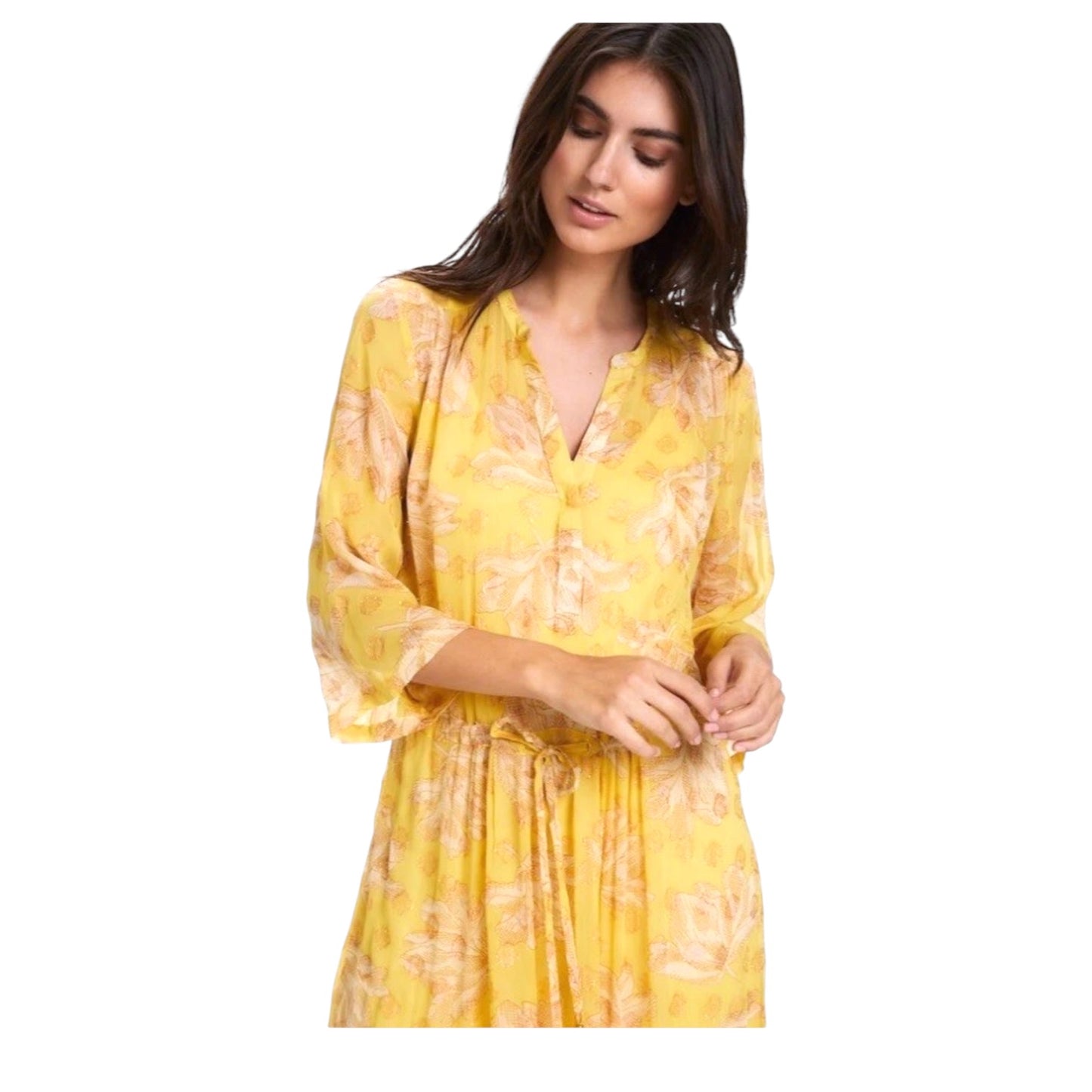Part Two Benny Layered Yellow Tulip Chiffon Dress - 14