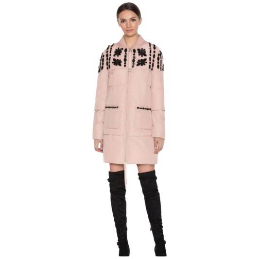Twin Set Pink Embroidered Quilted Coat - 12