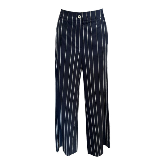Luisa Cerano Black and Cream Stripe Trousers - 12 - NEW