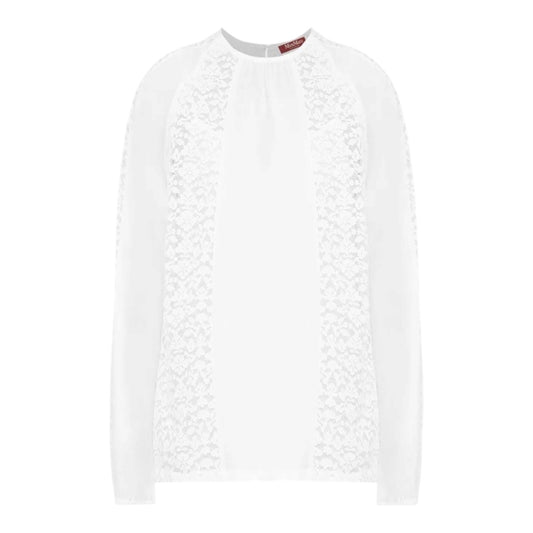 Max Mara Studio White Ramie Lace Blouse - 12