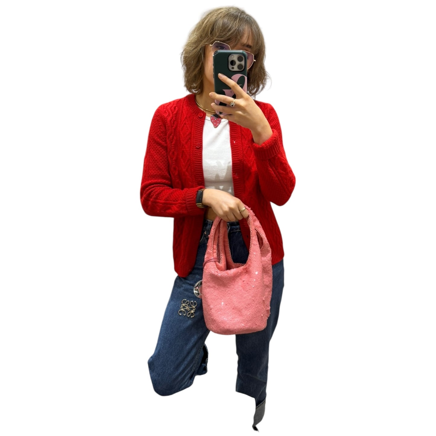 JW Anderson Pink Mini Sequined Tote Bag