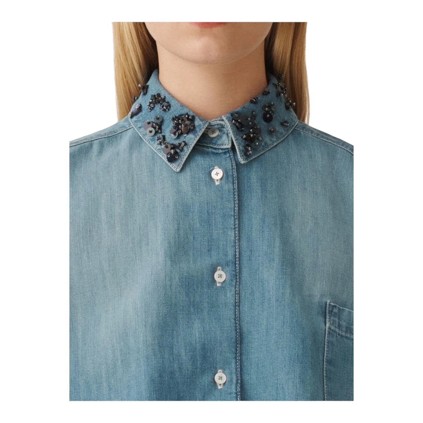 Fabiana Filipppi Blue Denim Drawstring Blouse - 10