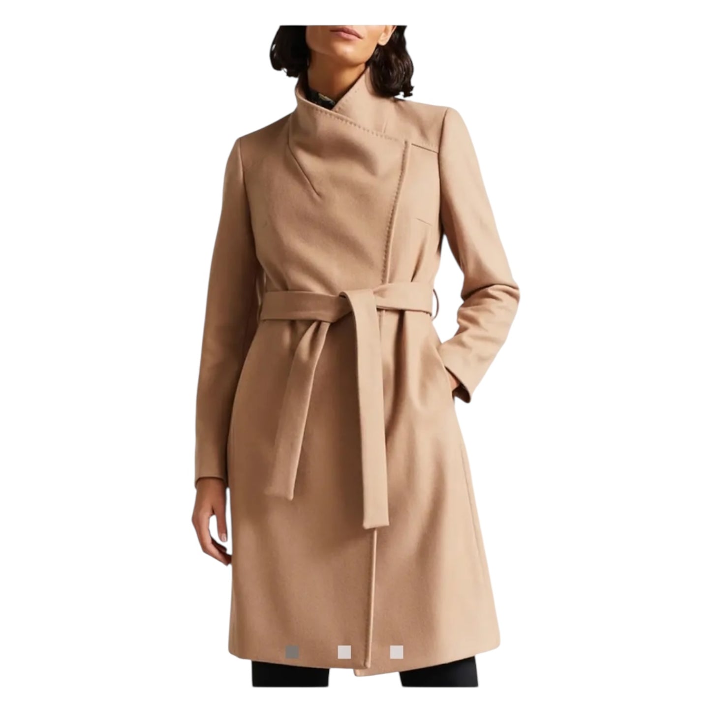 Ted Baker Sandra Beige Wool Blend Wrap Coat - 12/14