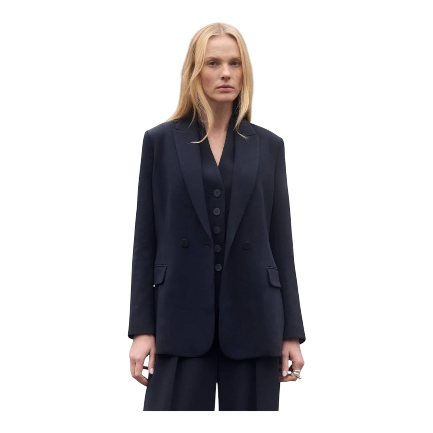 The Fold Clever Navy Crepe Knighton Jacket - 12