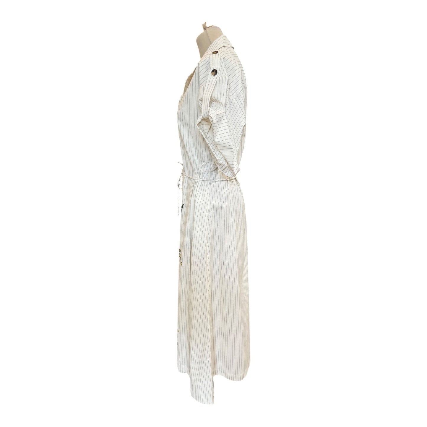 Stine Goya Striped Printed Cotton Midi Shirt Dress - 12
