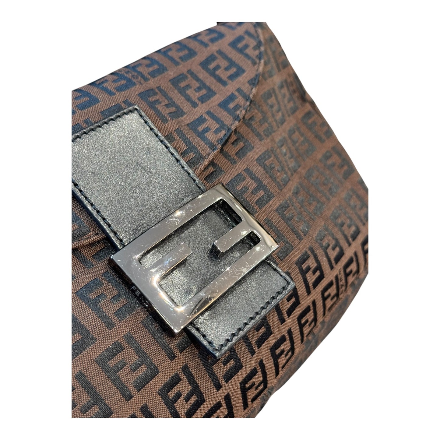 Fendi Zucchino Double Flap Baguette Bag