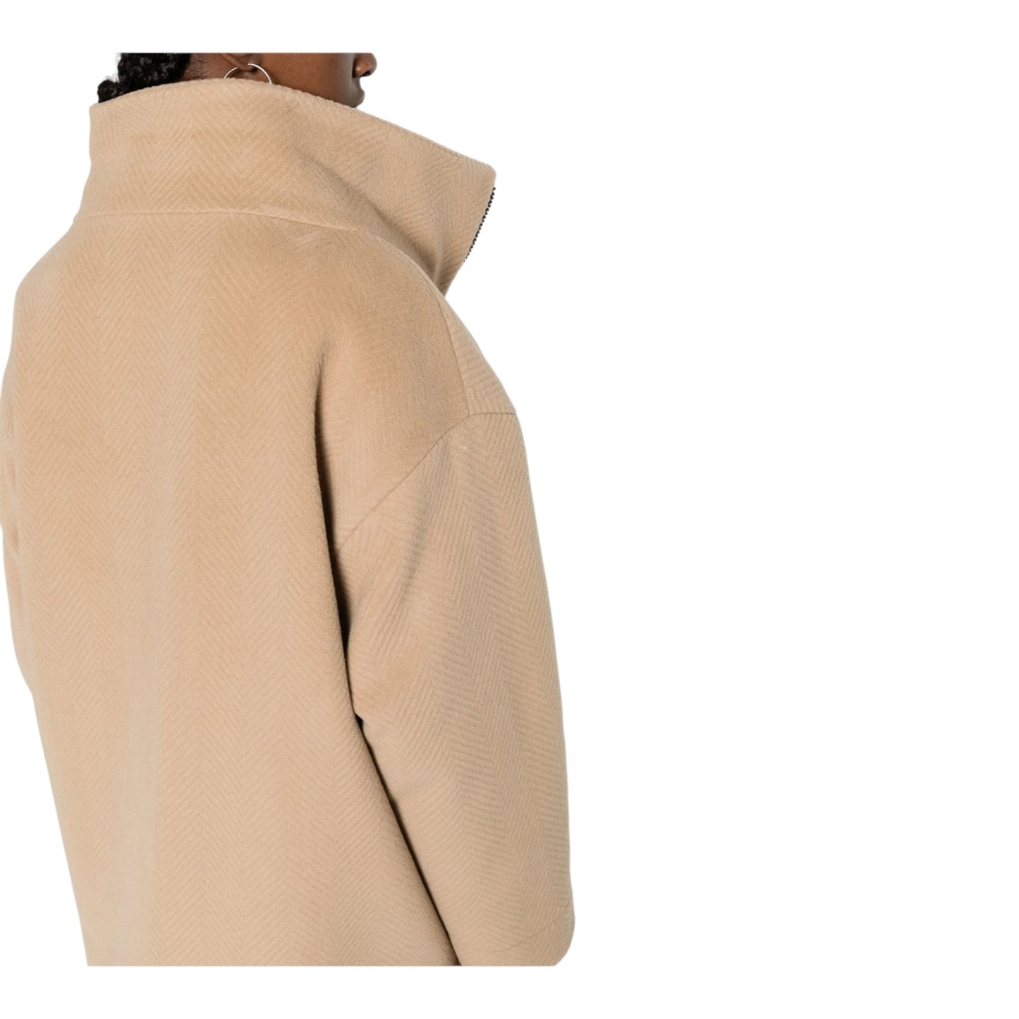 Herno Beige Herringbone Zip Up Coat - 12/14