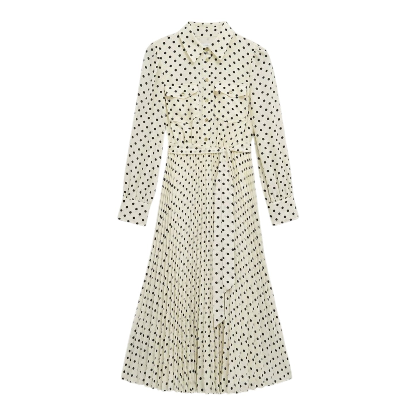 Hobbs Larina Ivory and Navy Polka Dot Dress - 14