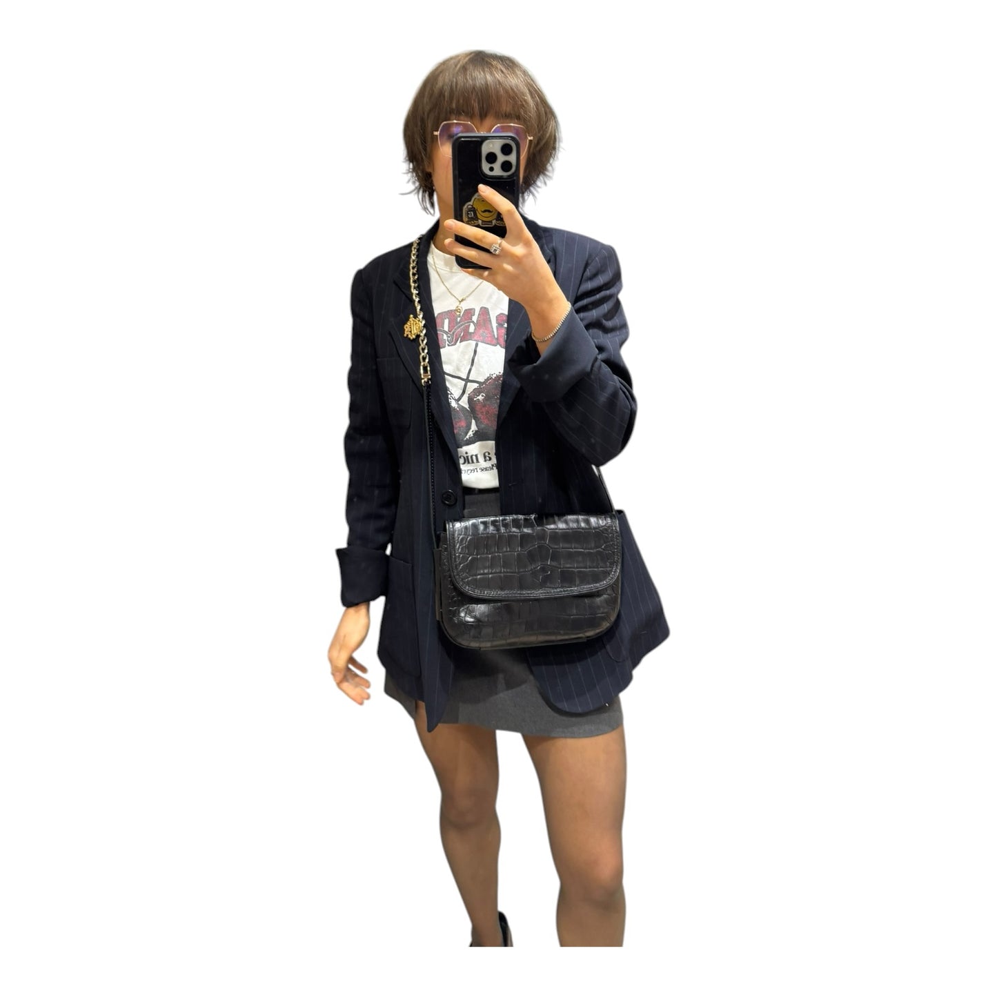 Weekend Max Mara Black Croc Crossbody Bag