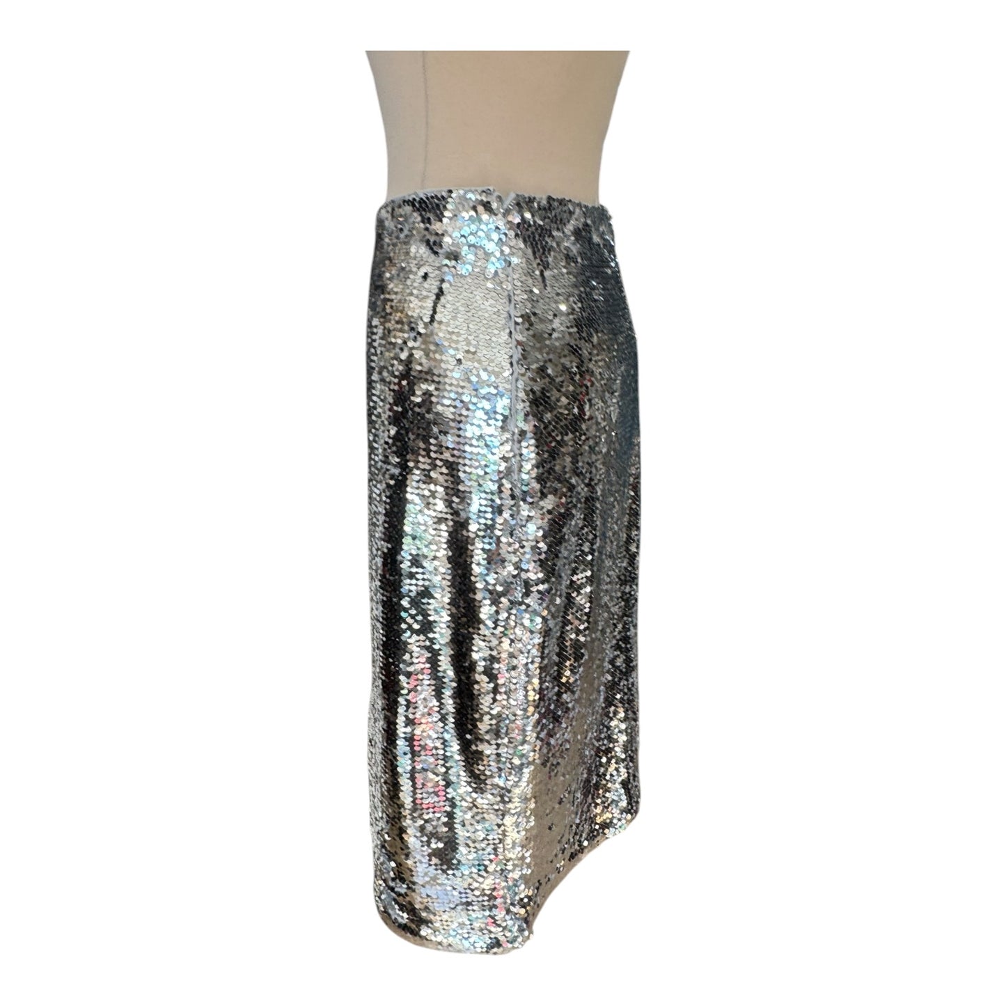 Ganni Silver Sequin Knee Length Shirt - 10