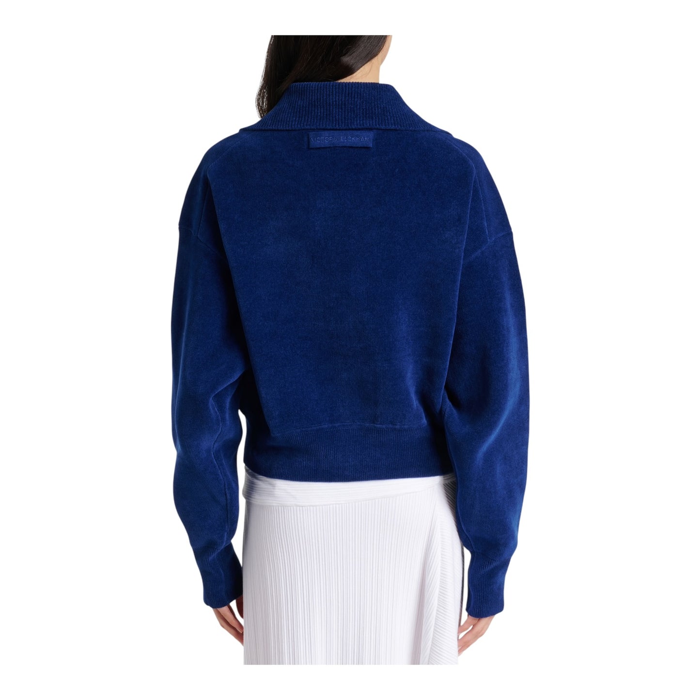 Victoria Beckham Cropped Cotton Blend Velvet Sweatshirt - 10/12