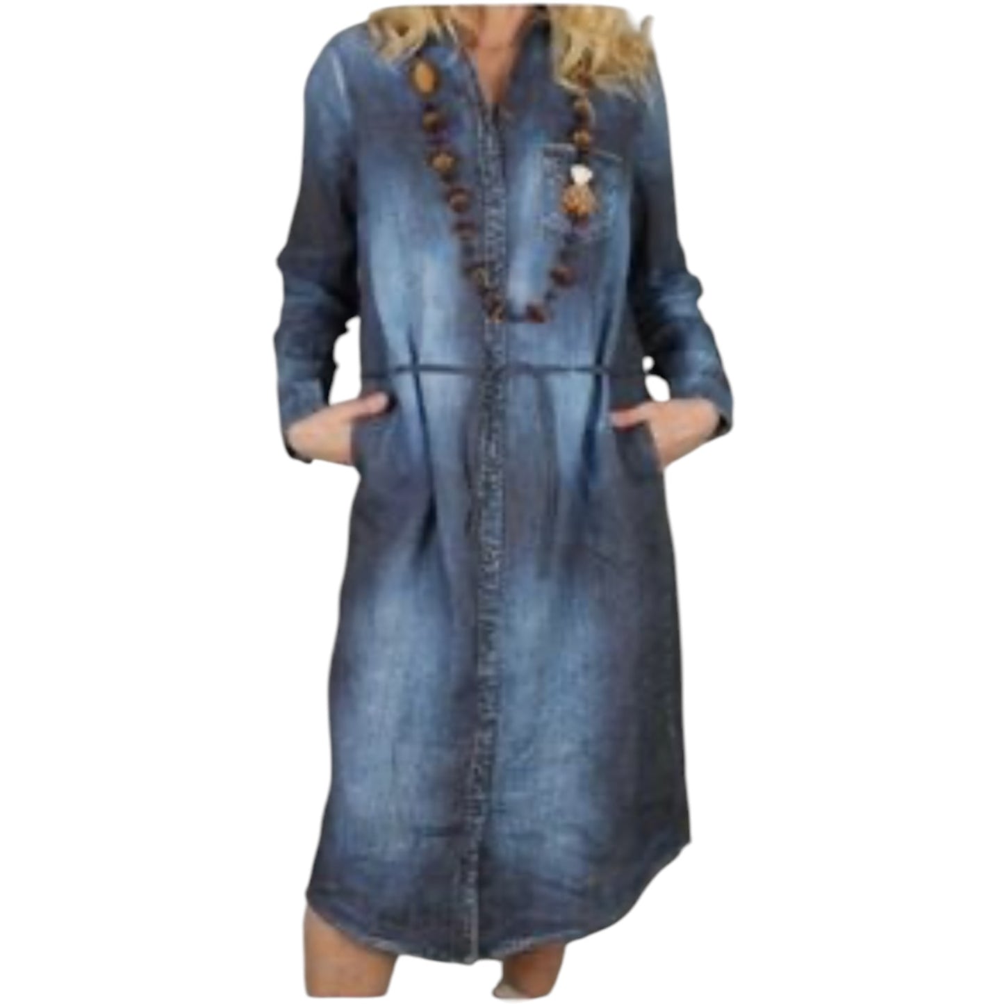 Elemente Clemente Denim Print Linen Dress - 12