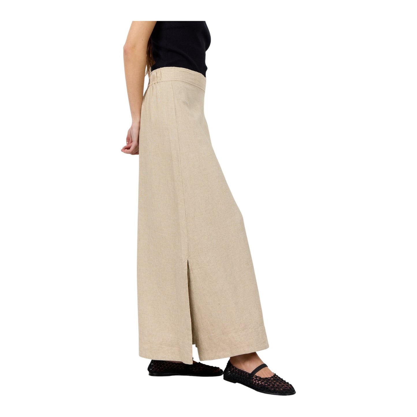Levete Beige Linen Maxi Skirt - 10