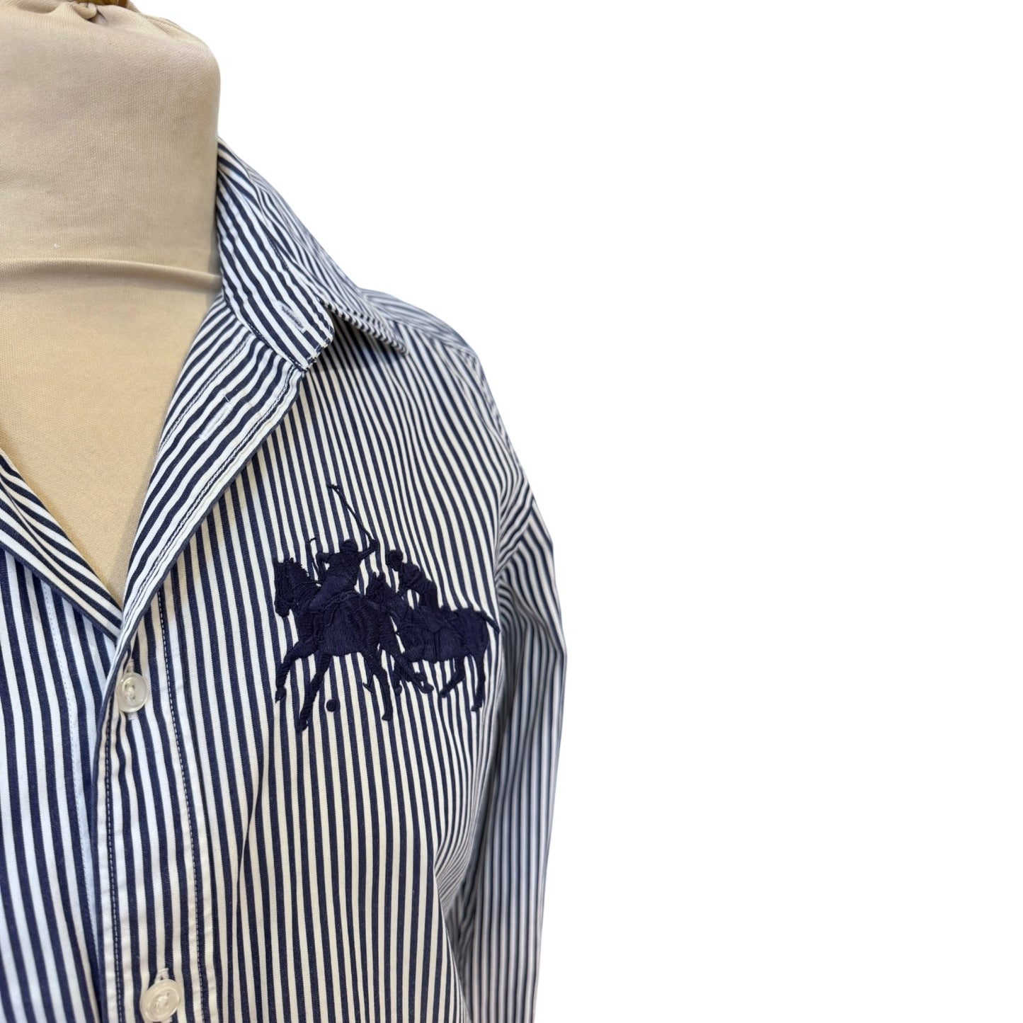 Ralph Lauren Navy and White Stripe Shirt - 8