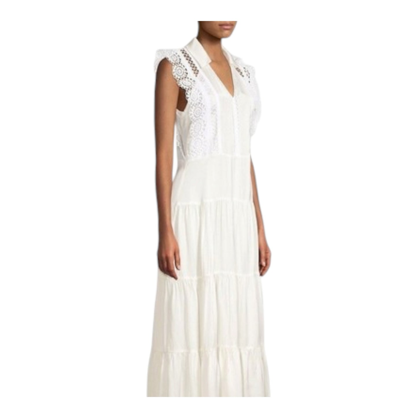 Sandro White Tiered Maxi Dress - 14 - NEW