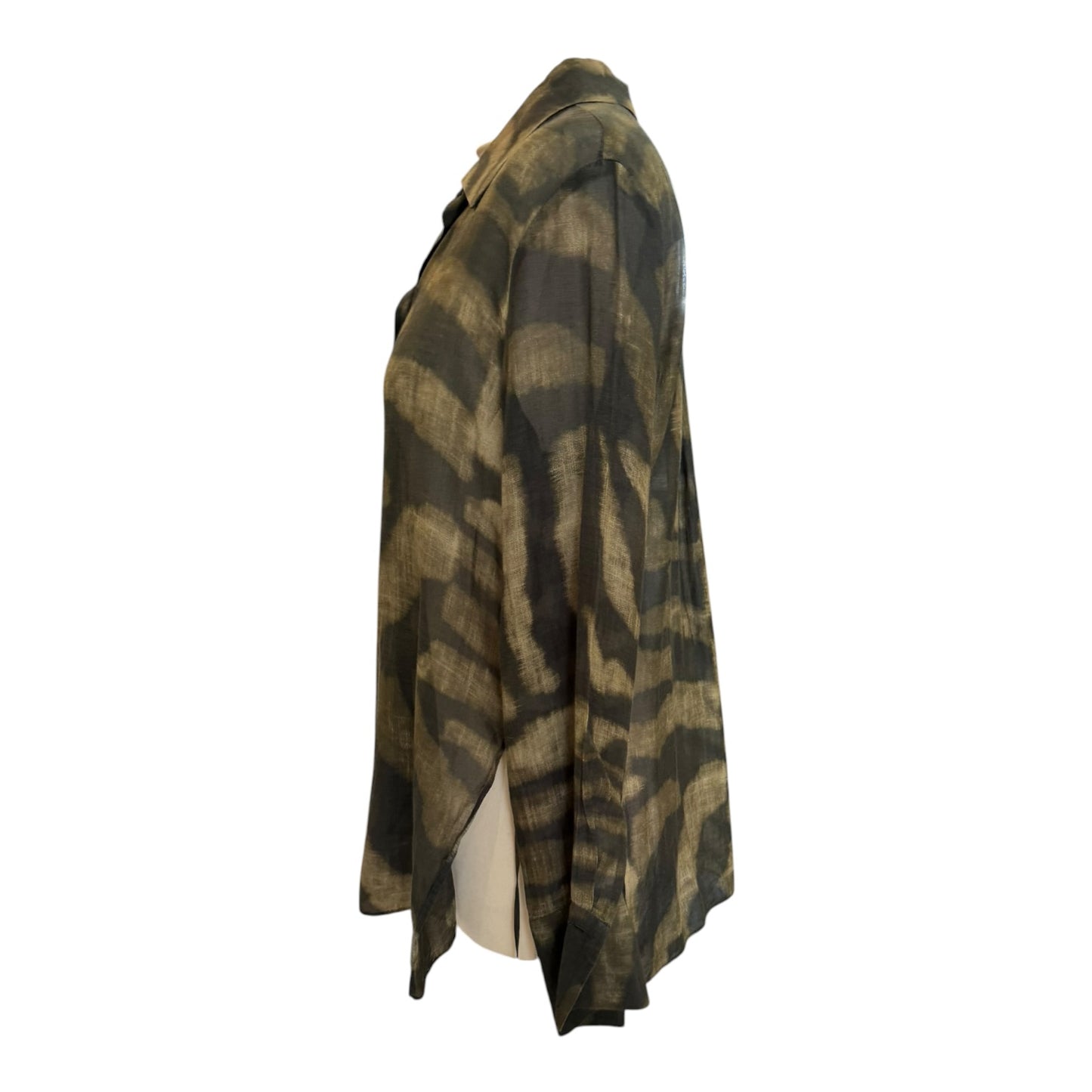 Massimo Dutti Khaki and Black Lightweight Blouse - 12