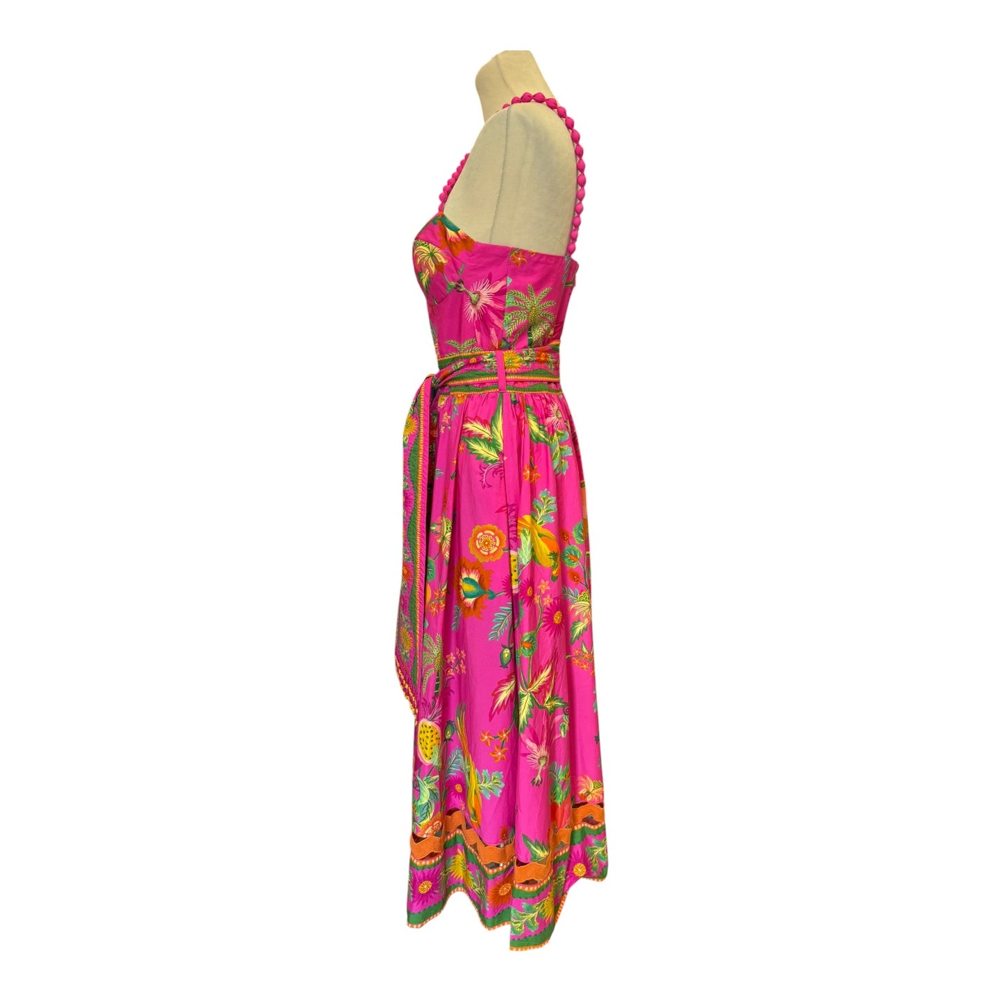 Farm Rio Pink Fruit Garden Printed Cotton Midi Dress - 8/10