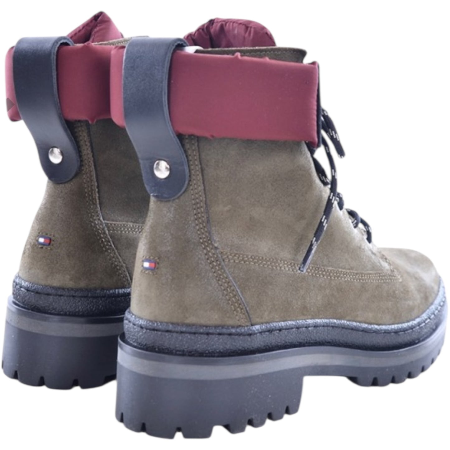 Tommy Hilfiger Green and Burgundy Sporty Lace Up Bootie - 38 / 5