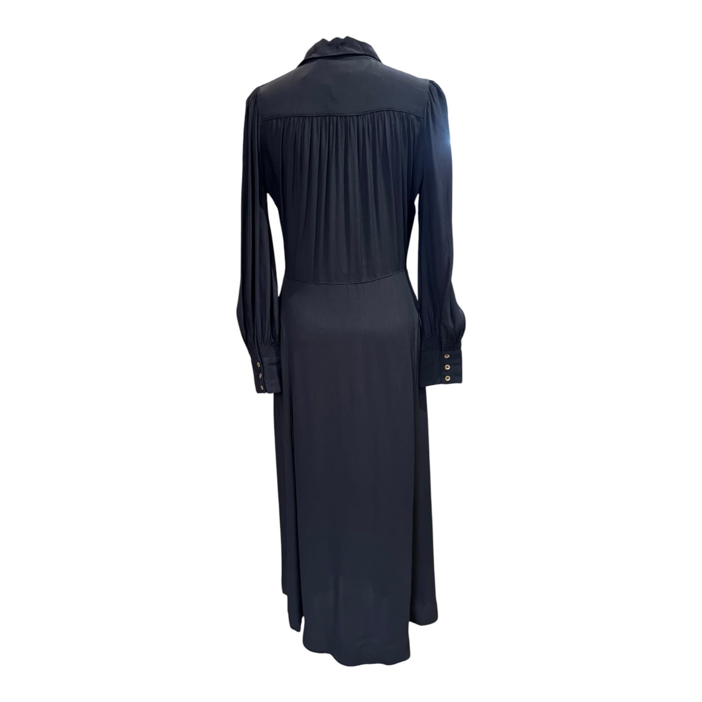 Brora Black Satin Backed Crepe Shirt Dress - 10 - NEW