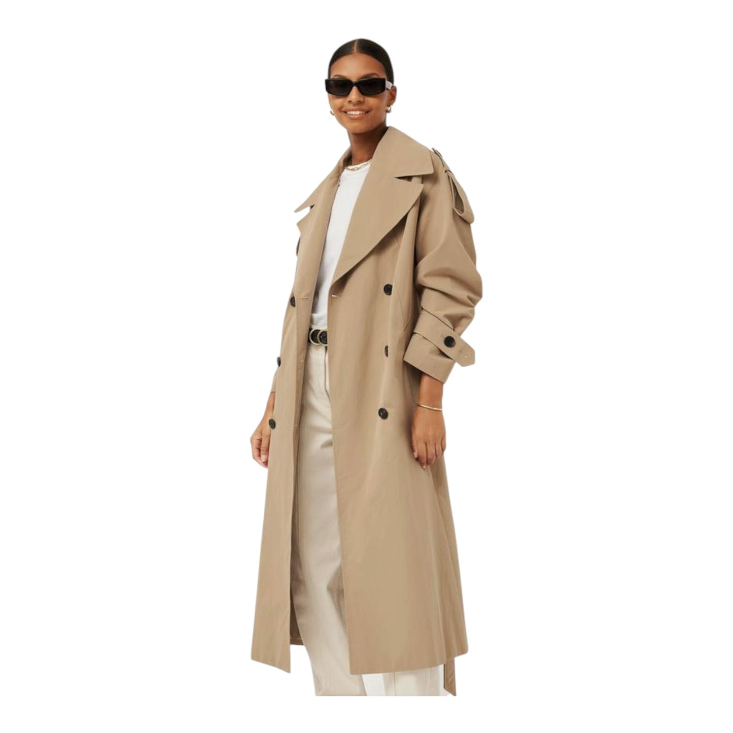 Jigsaw Oversized Cotton Trench Coat in Stone - 10