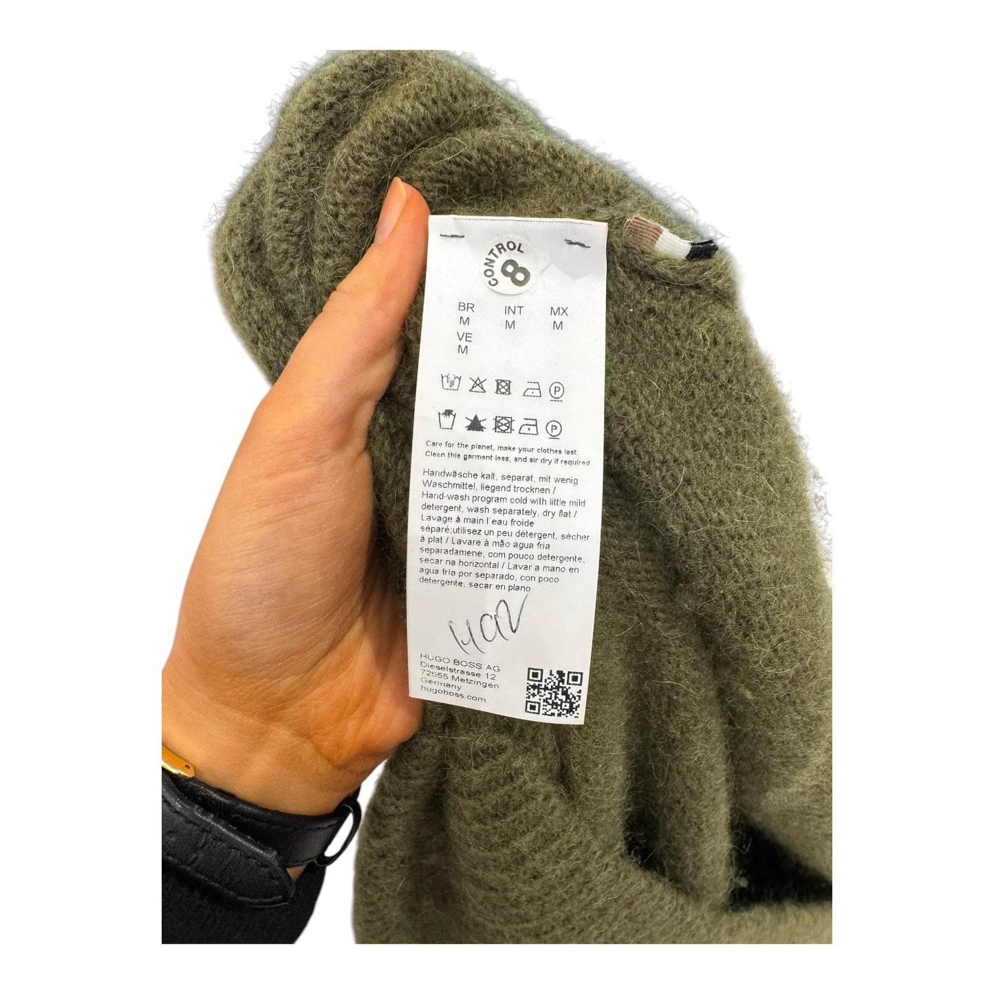 Boss Khaki Green V Neck Jumper - 12