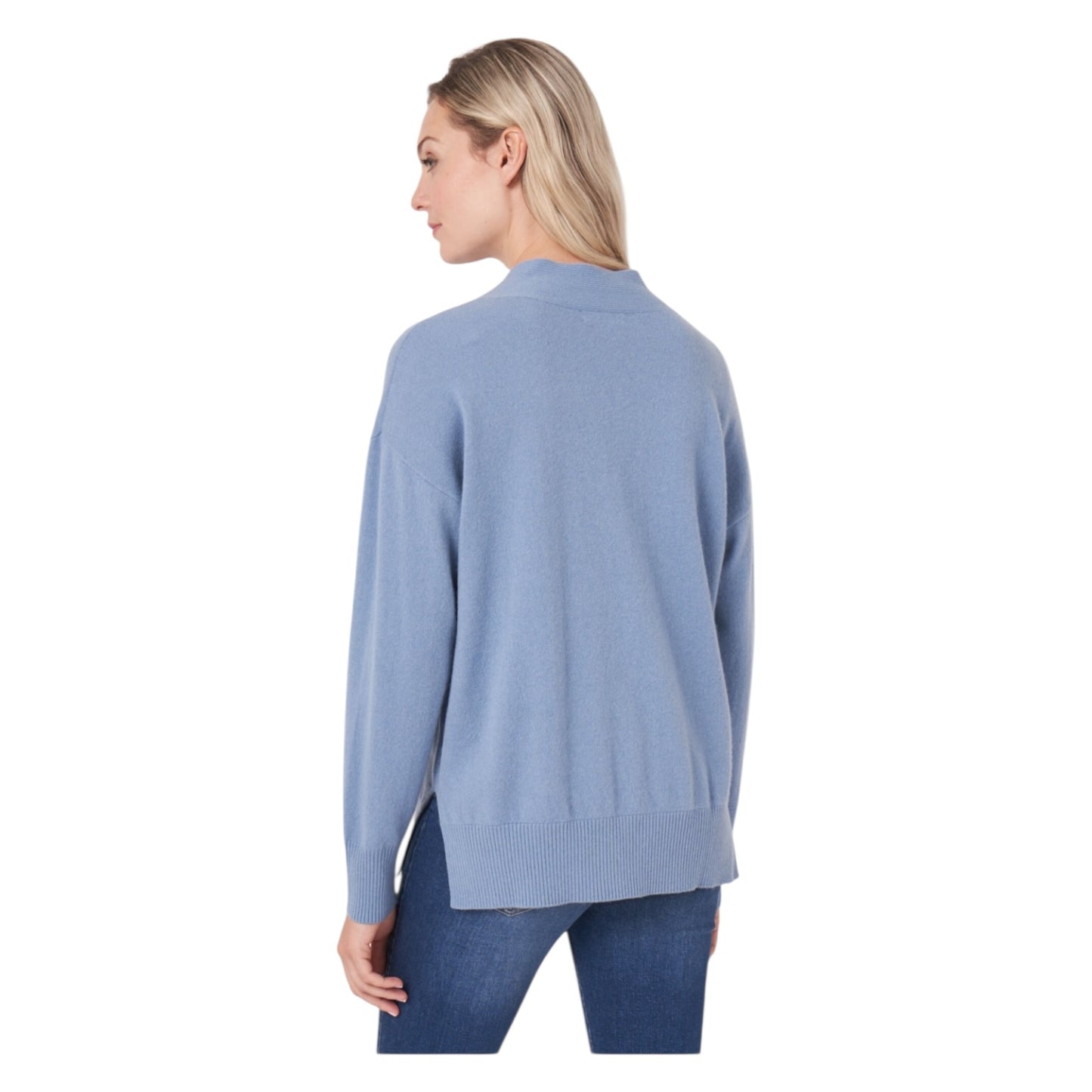 Repeat Blue 'Water' Deep V-neck Cashmere Sweater - 12/14