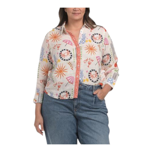 Cynthia Rowley Linen Patterned Top - 18/20 - NEW