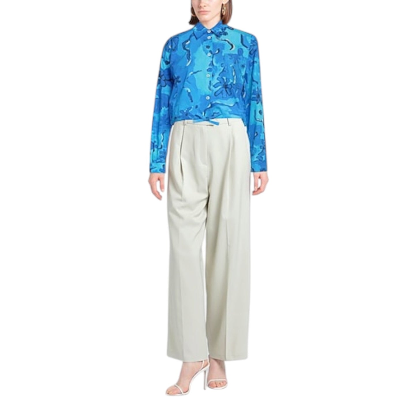 Marni X Flaminia Veronesi Blue Floral Crop Shirt - 10/12