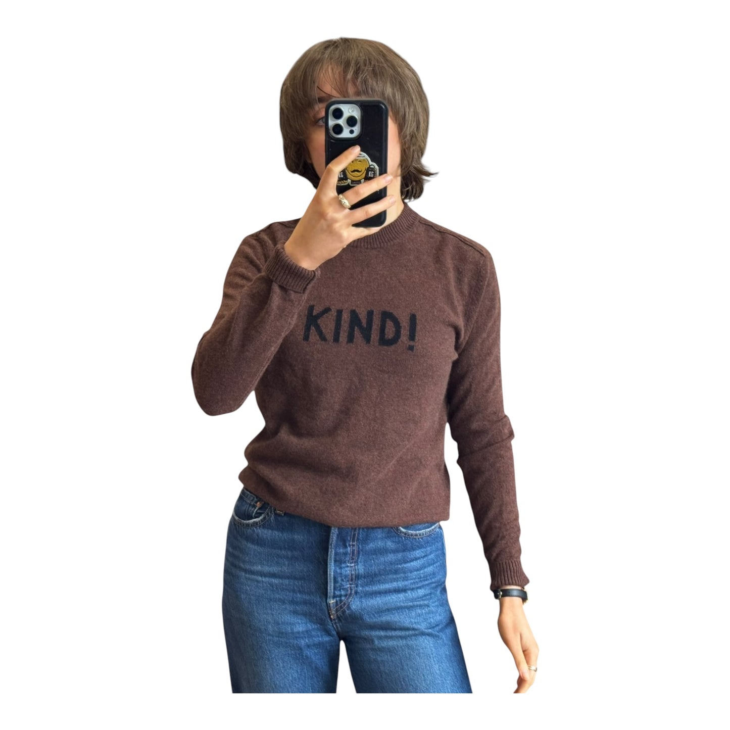Bella Freud Brown 'Kind!' Pure Cashmere Jumper - 8/10 - NEW