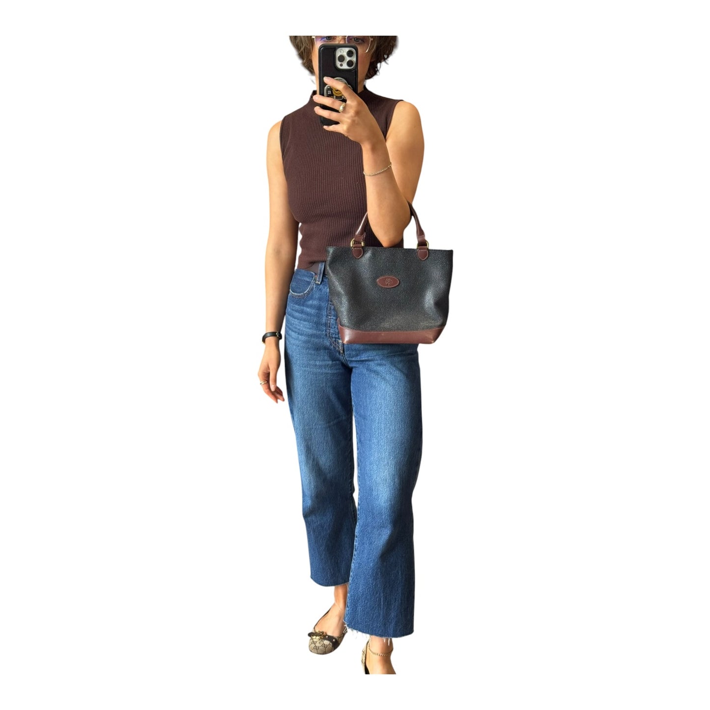 Mulberry Scotch Grain Black and Brown Hellier Bag