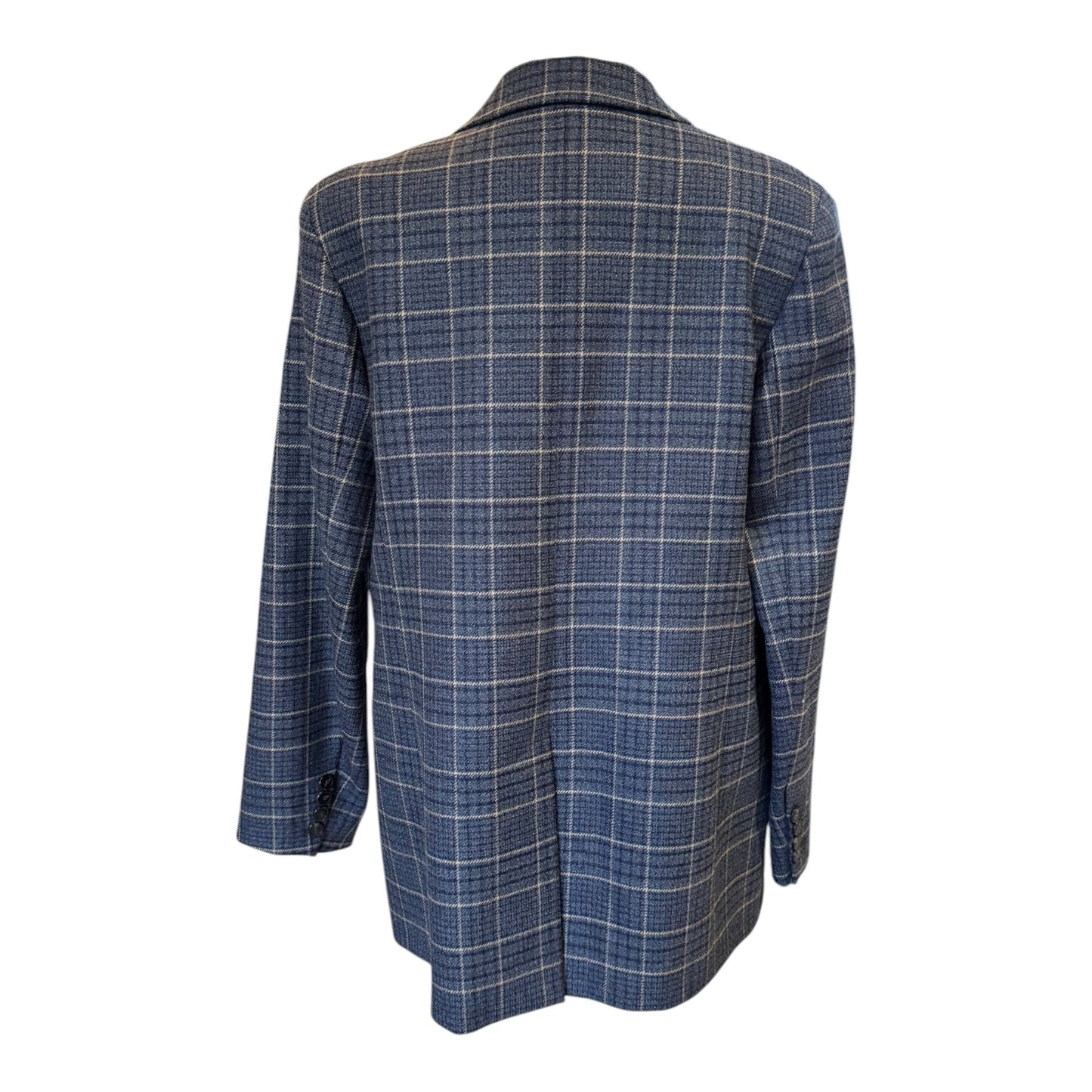 Weekend Max Mara Blue Beige Check Wool Blazer Jacket - 10