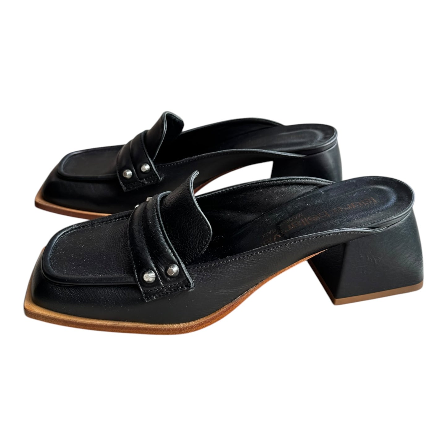 Laura Bellariva Black Low Heel Mules - 38/5 - NEW