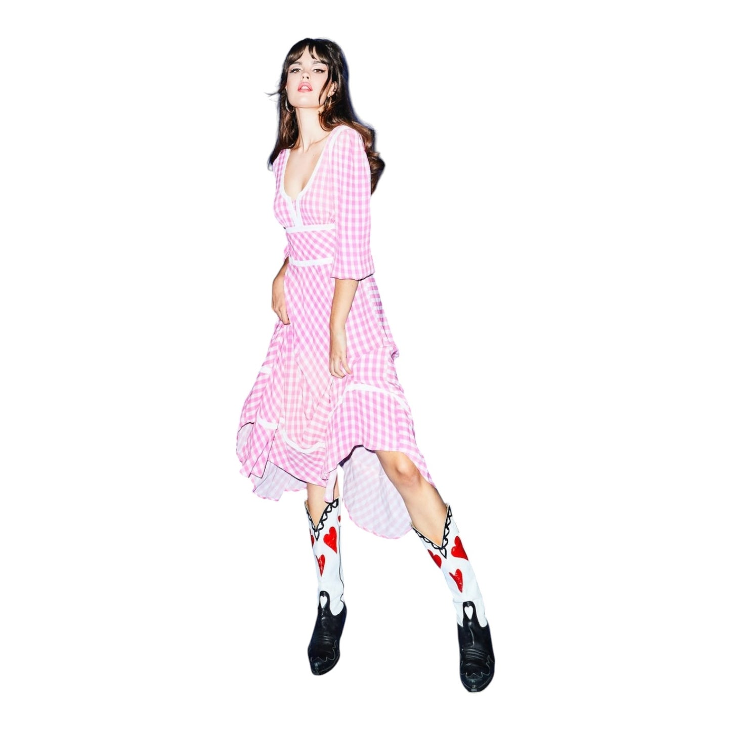 Coco Fennell Gingham Pink Dirndl Dress - 12