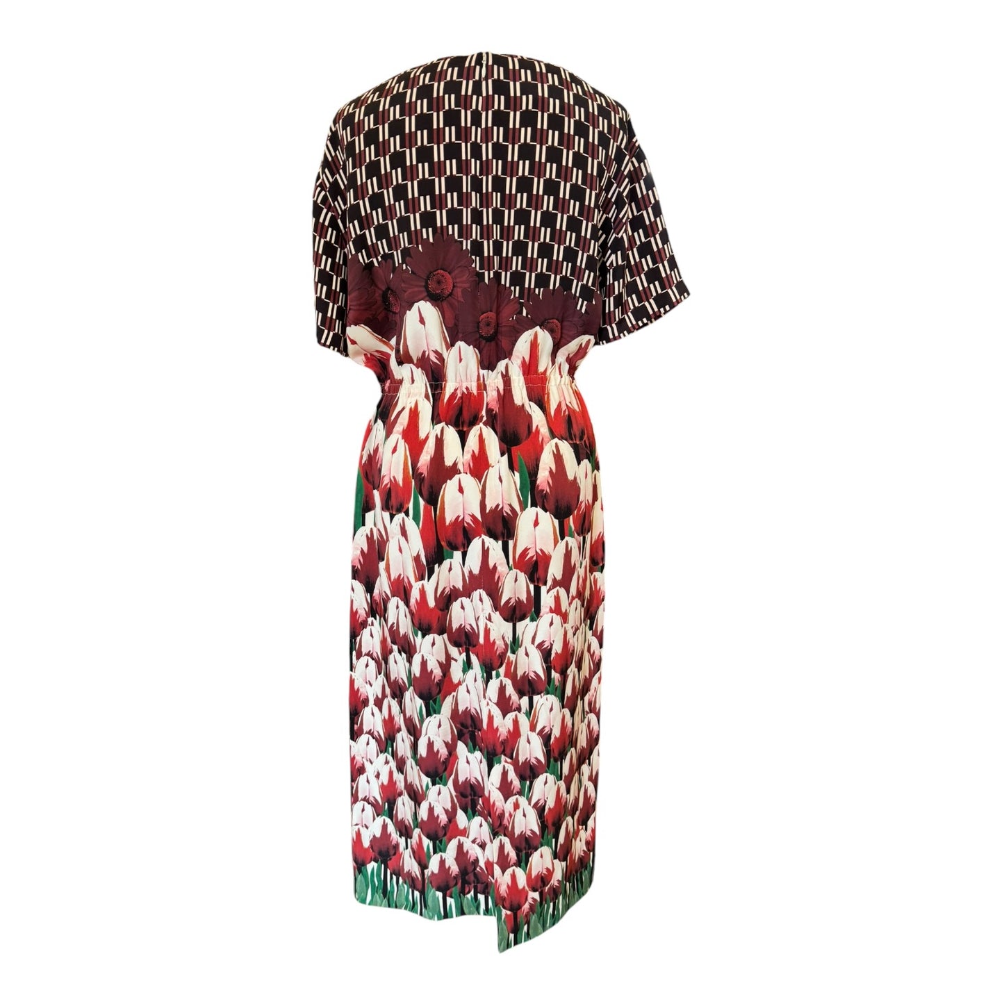 Mother of Pearl Silk Tulip Print Dress - 12