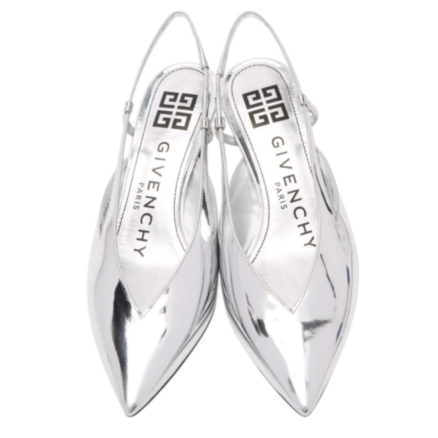 Givenchy Silver Mirror 3V Slingback Pumps - 37/4
