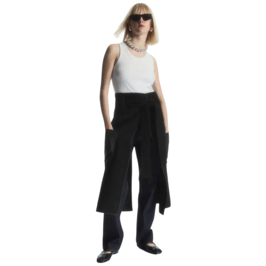COS Black Double Faced Wool Hybrid Skirt - 10