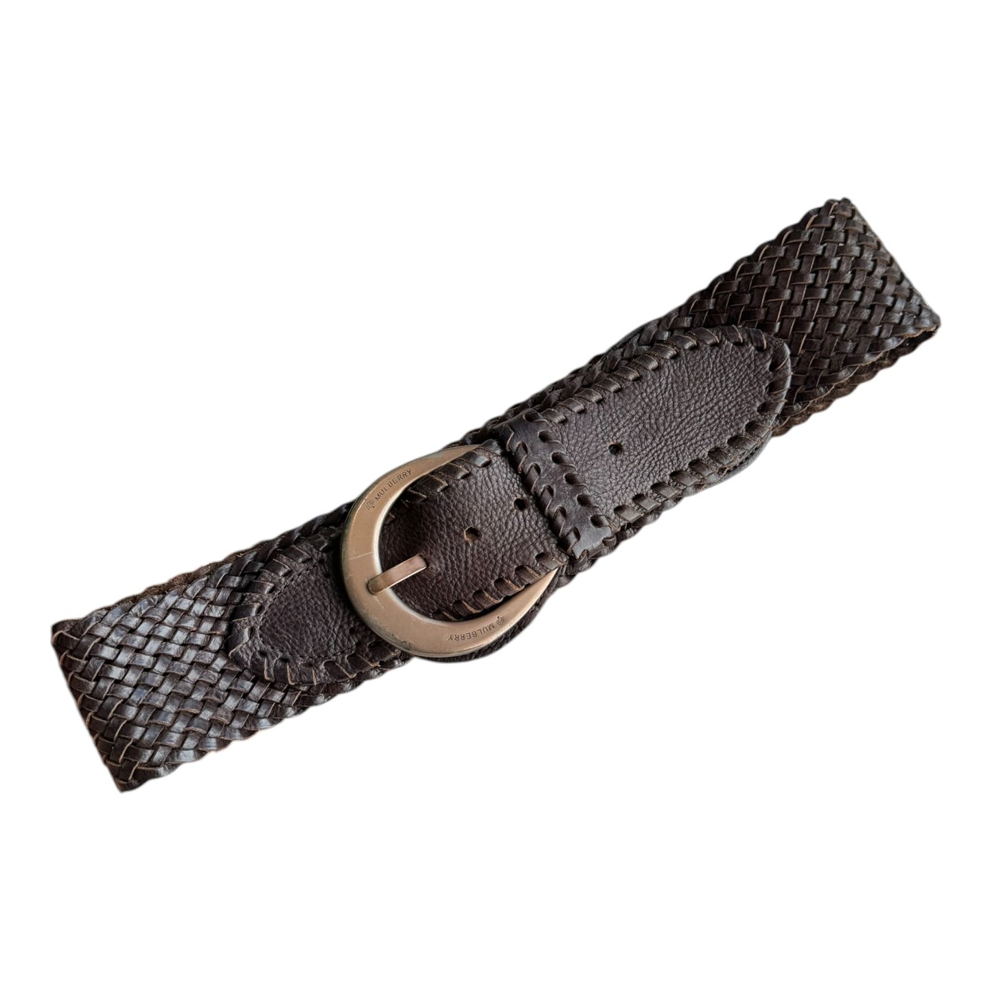Mulberry Brown Woven Leather Belt - M