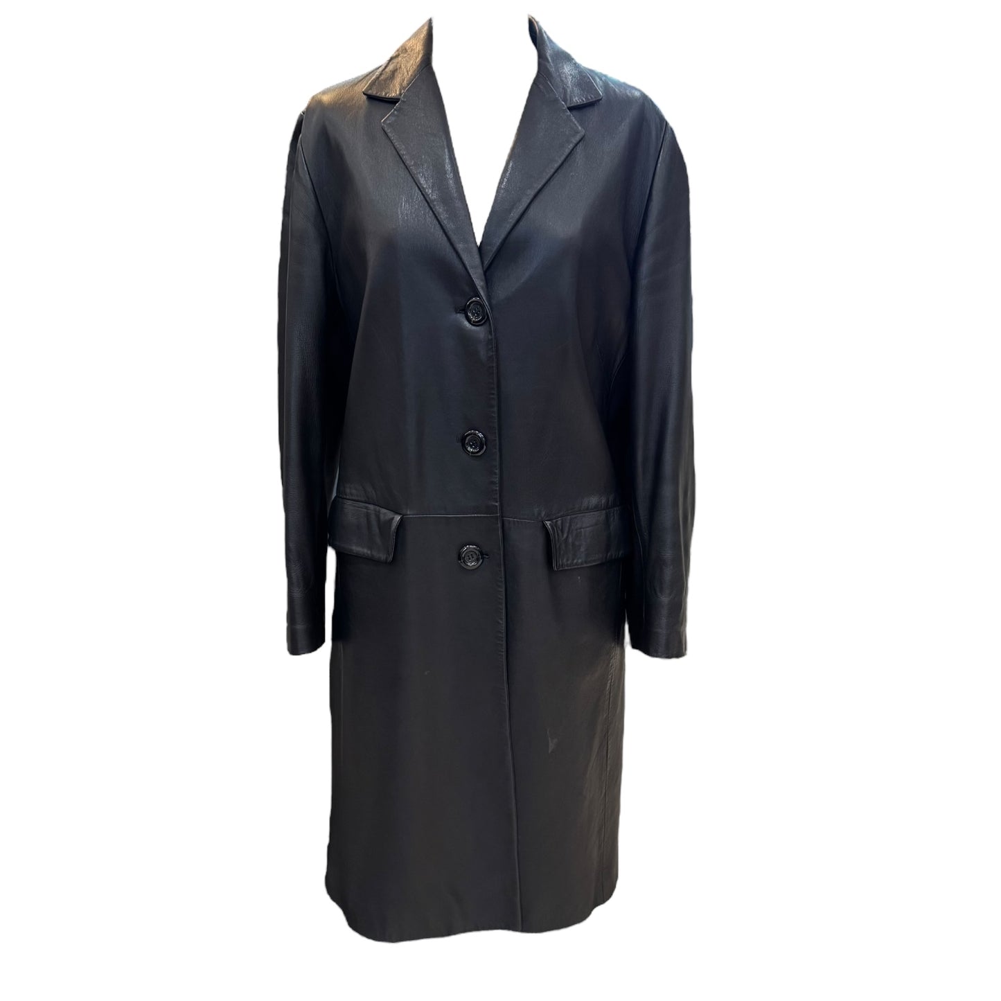 Hamnett Black Leather Coat - 14