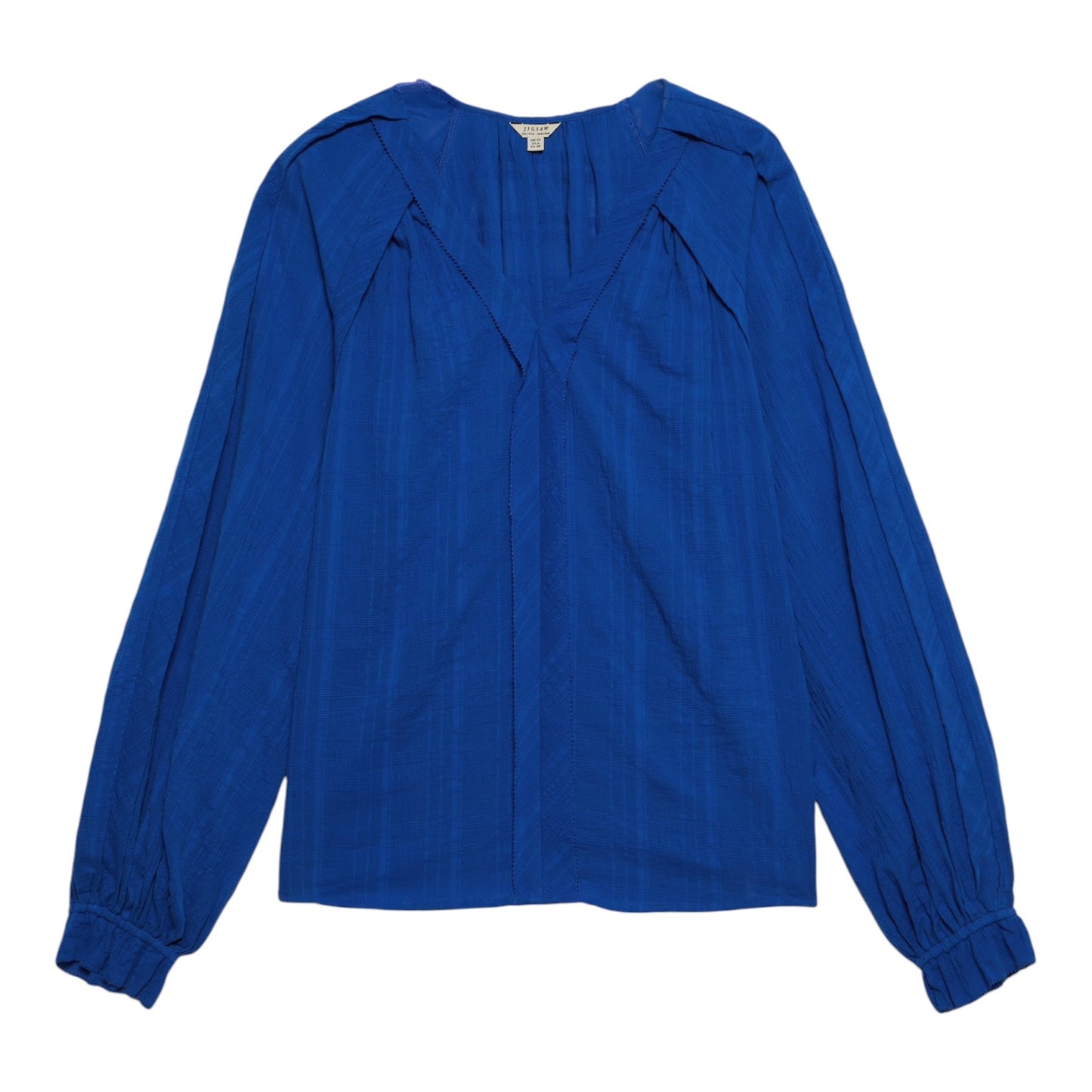 Jigsaw Cobalt Textured Cotton V Neck Top - 8