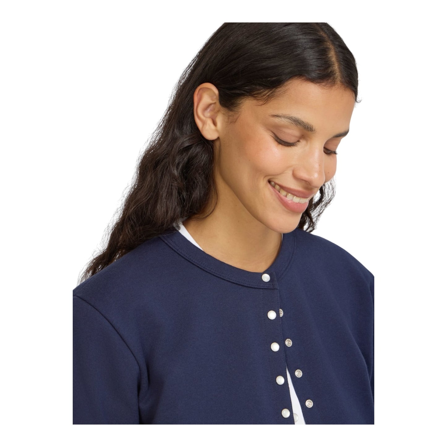 Agnes B Navy Le Classique Snap Cardigan - 14/16