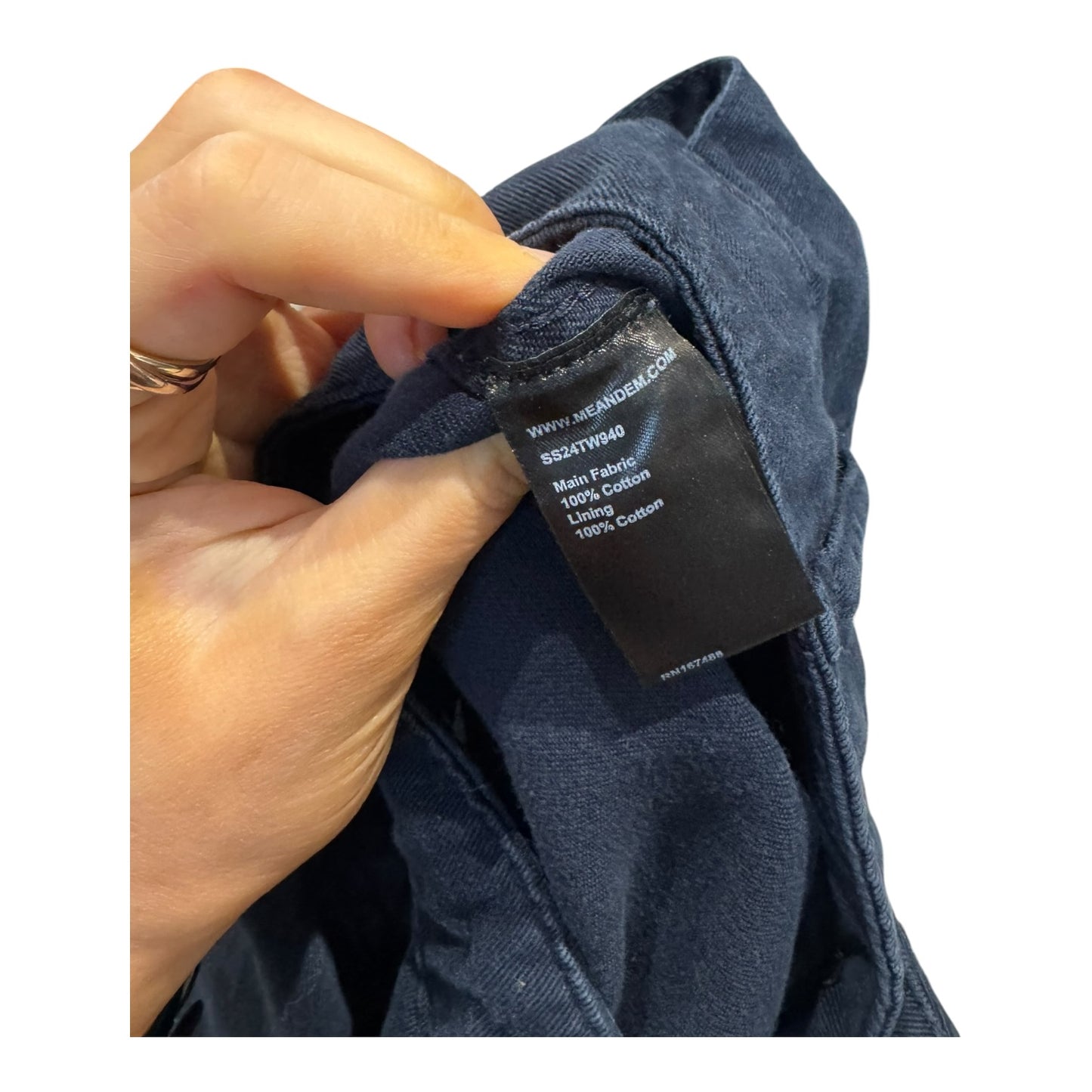Me + Em Navy Blue Cotton Twill Barrel Leg Cargo Pants - 14