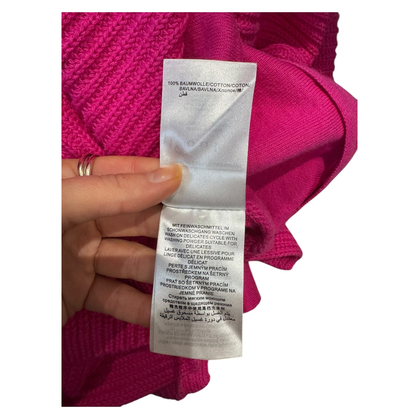 Oui Pink Cotton Rib Knit Sweater - 18