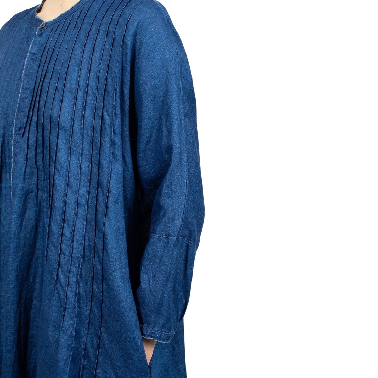 Kapital Blue French Linen Pintuck O'Keeffe Dress - One Size