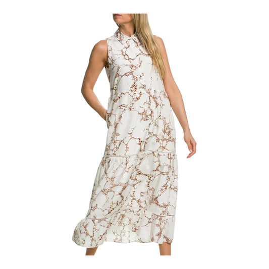 Marc Cain White Animal Pattern Sleeveless Dress - 14