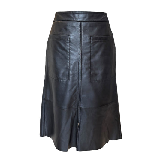 Riani Black Leather Knee Length Skirt - 12