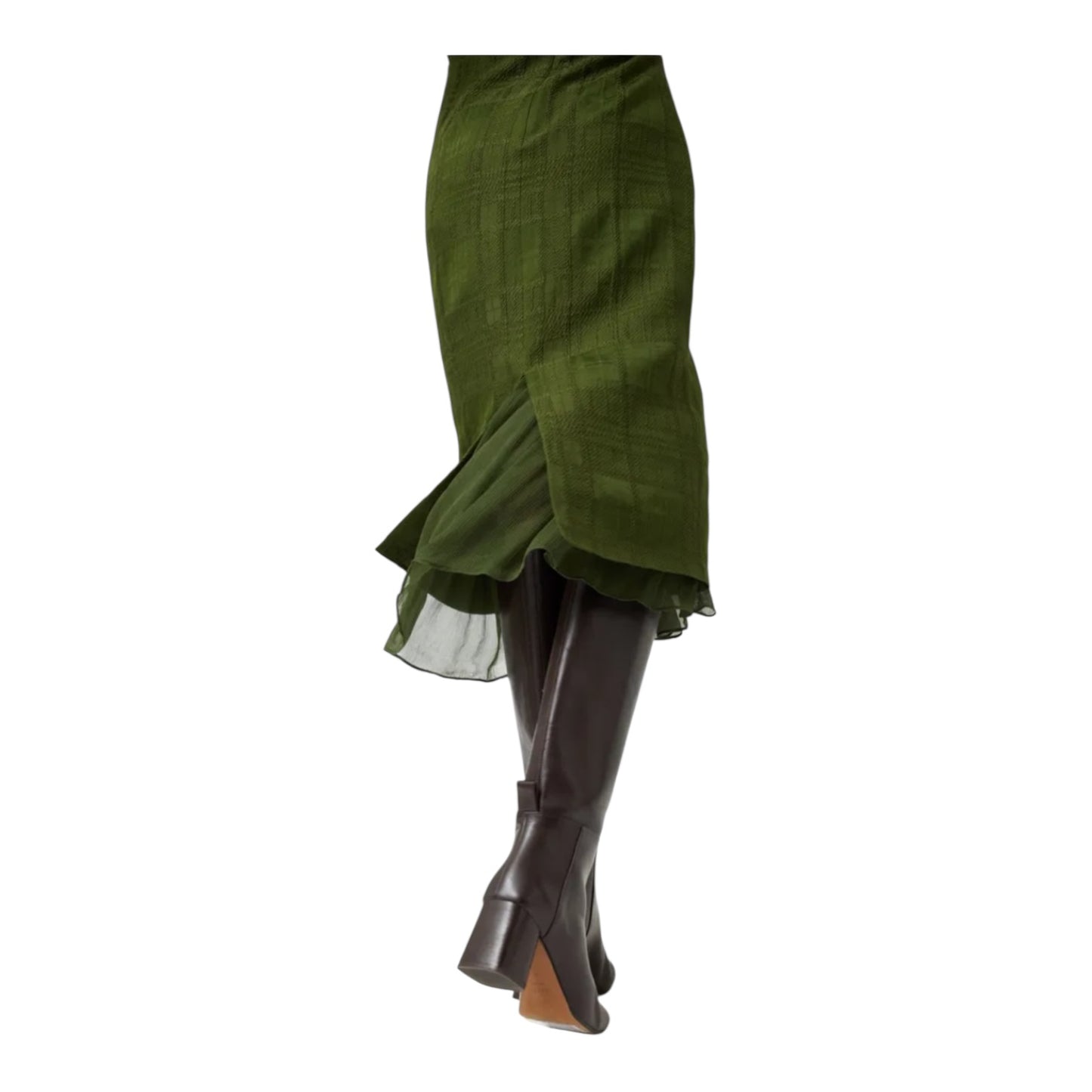 Jigsaw Khaki Textured Check Midi Dress - 10