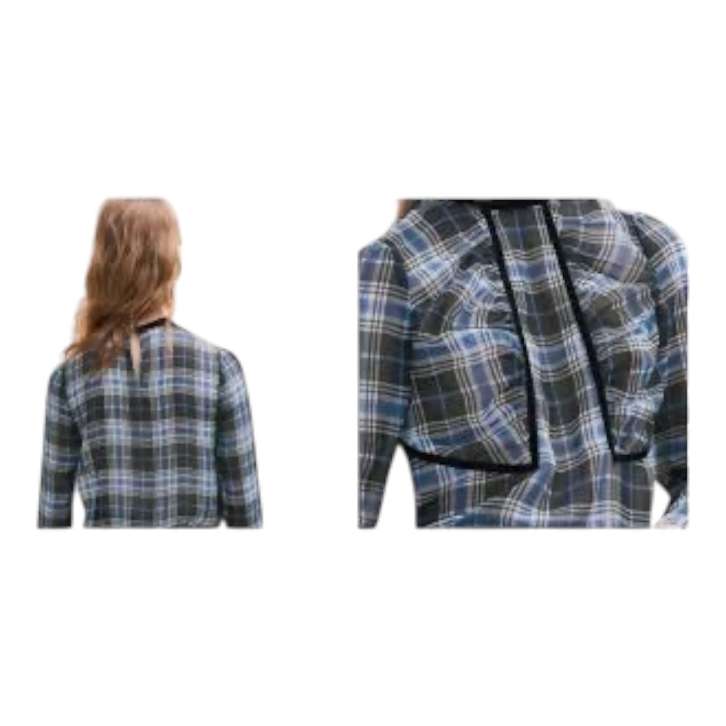 Maje Blue and Black Gingham Top - 10
