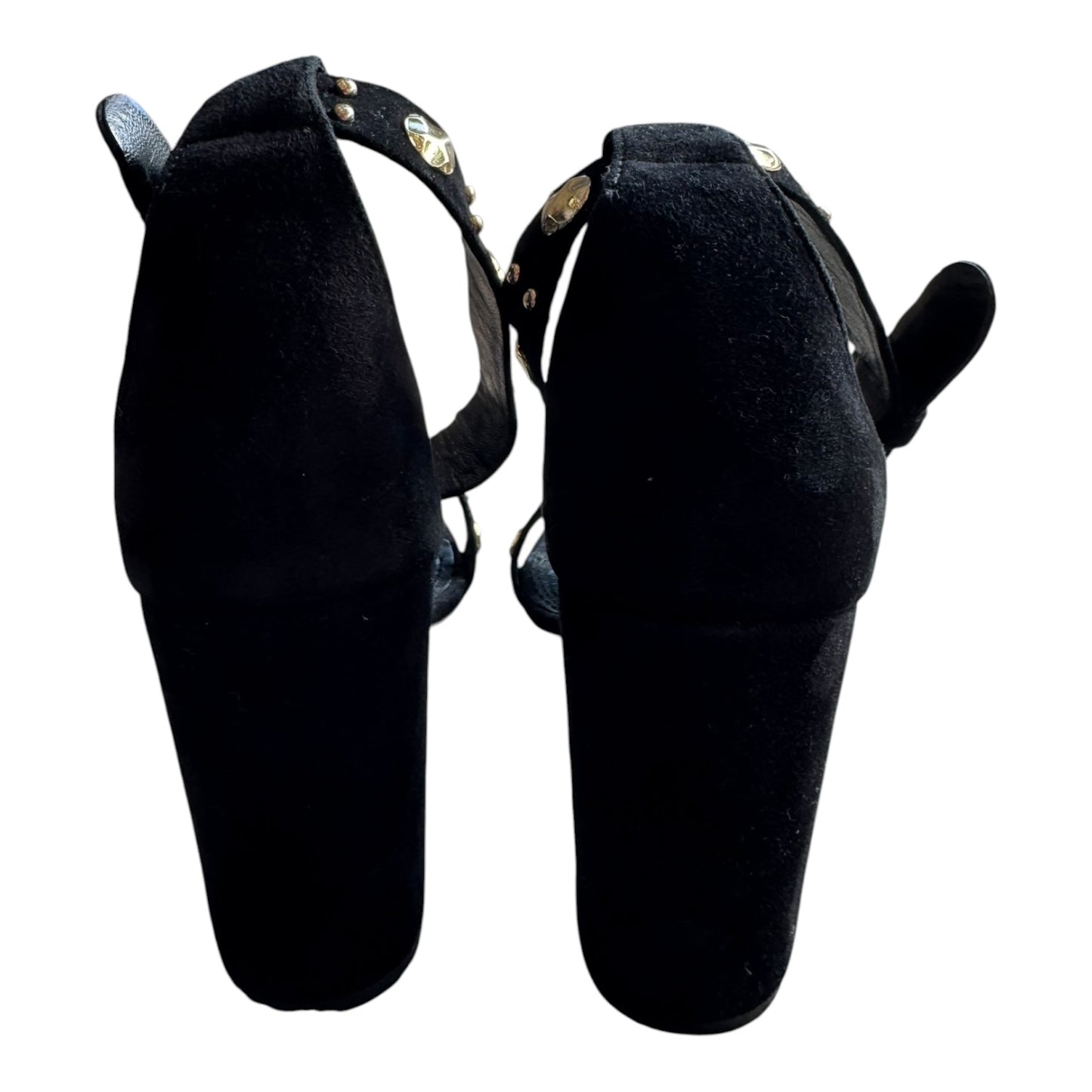 Maje Black Suede and Gold Studded Heels - 41/8